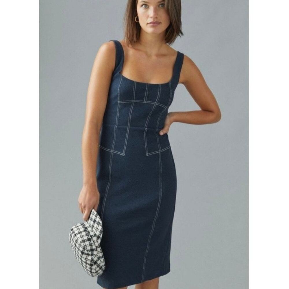 Maeve by Anthropologie Sew it Seams Midi Dress Blue US 8